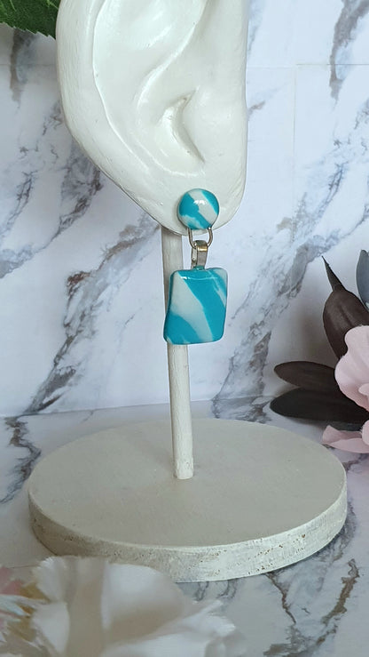 Cloudy skies stud earrings - hand made in polymer clay
