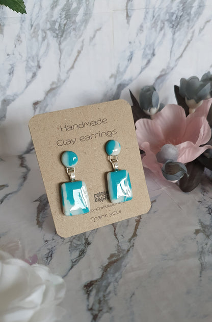 Cloudy skies stud earrings - hand made in polymer clay