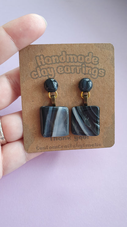 Marble - Hand made polymer clay stud earrings