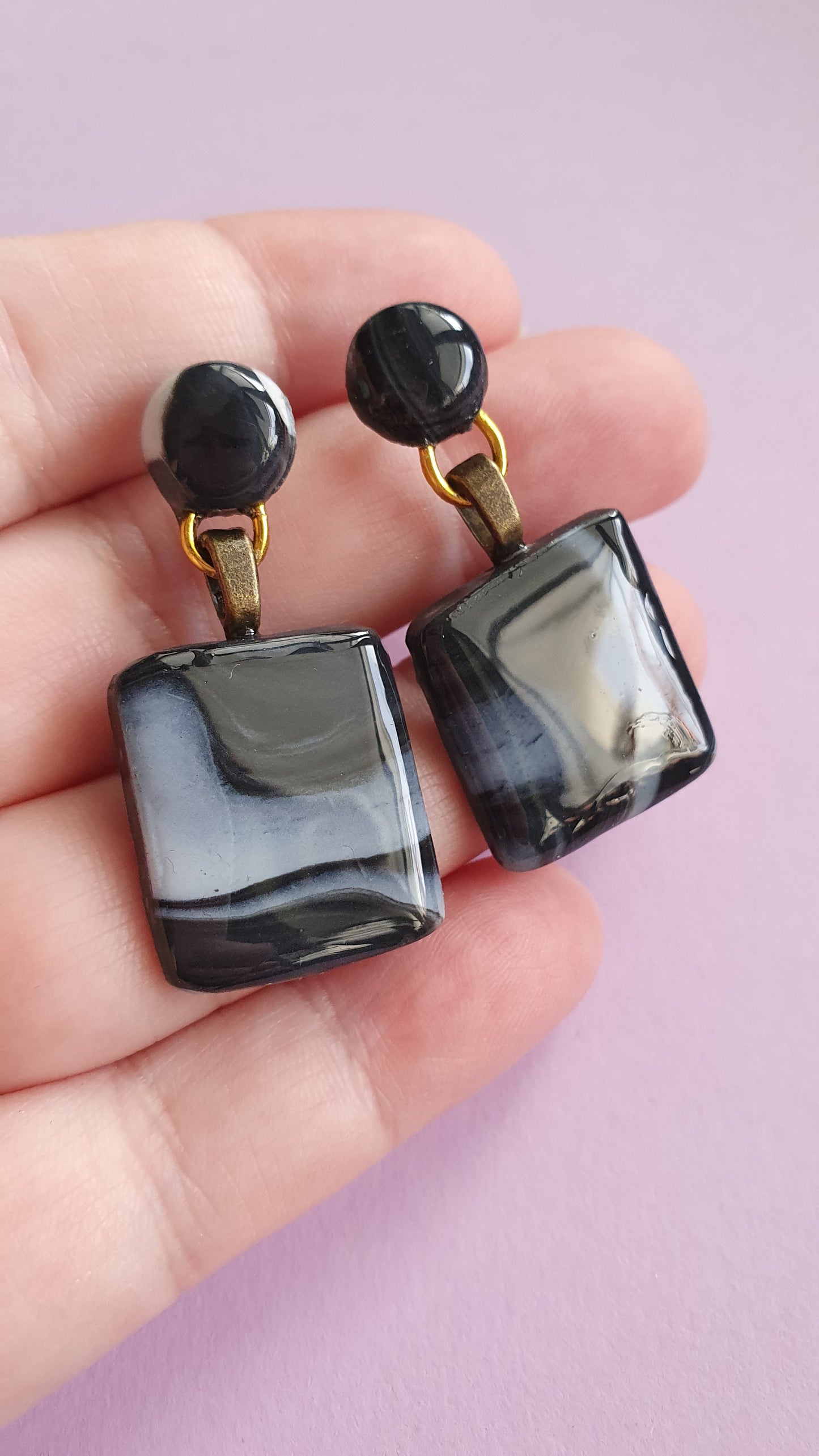 Marble - Hand made polymer clay stud earrings