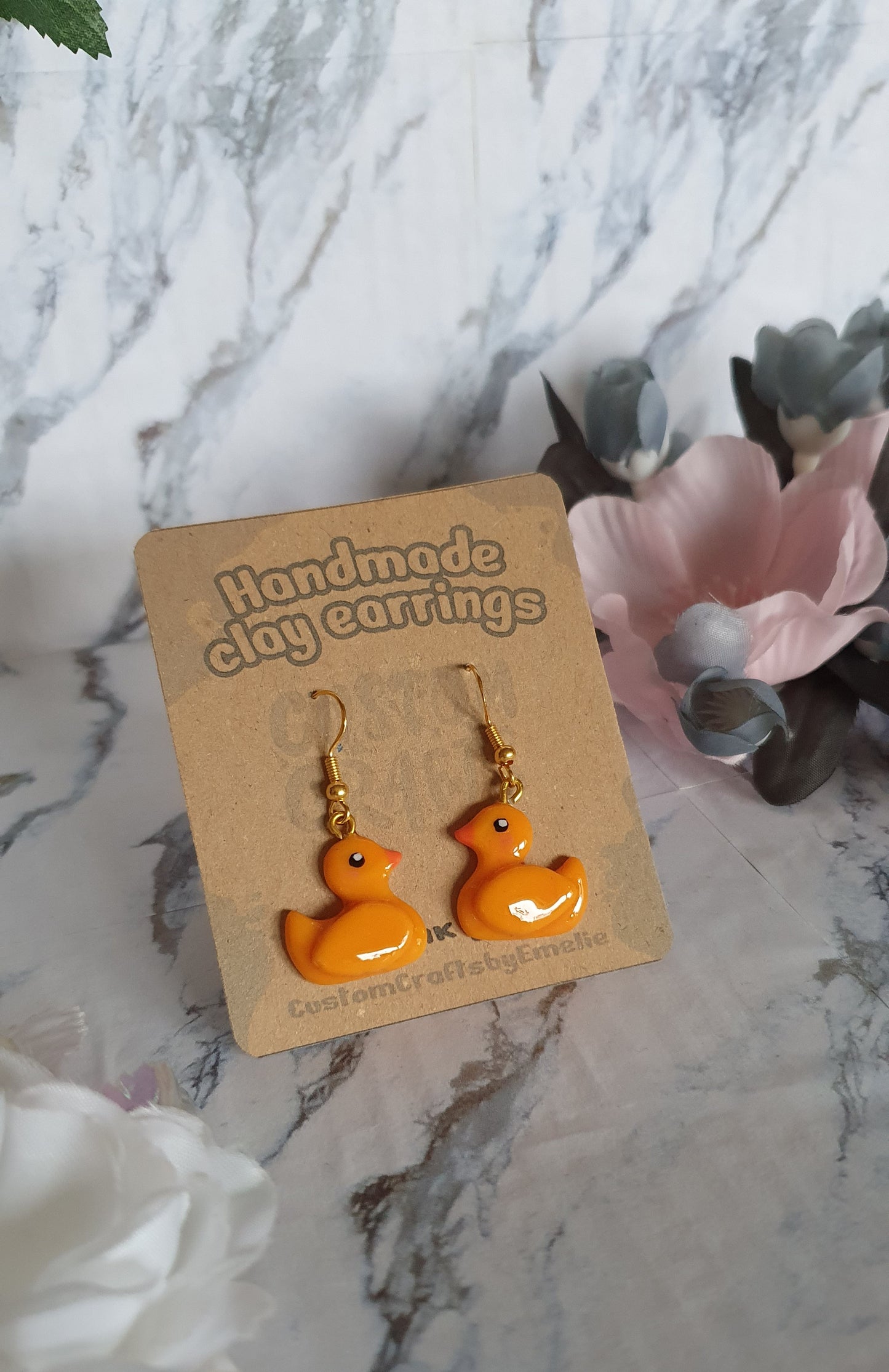 Ducks hook earrings - hand made in polymer clay
