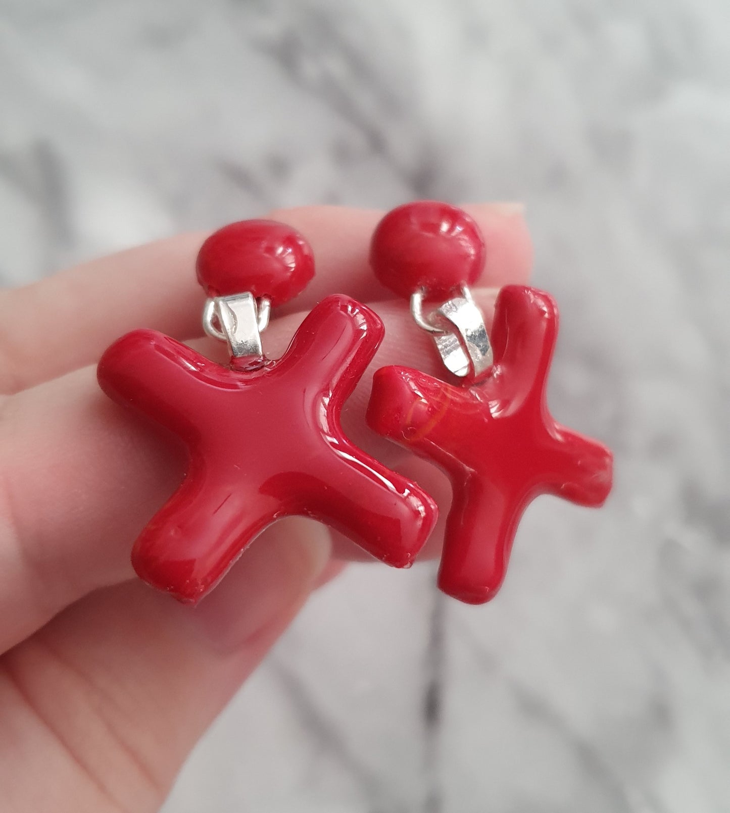 Red X - Hand made polymer clay stud earrings